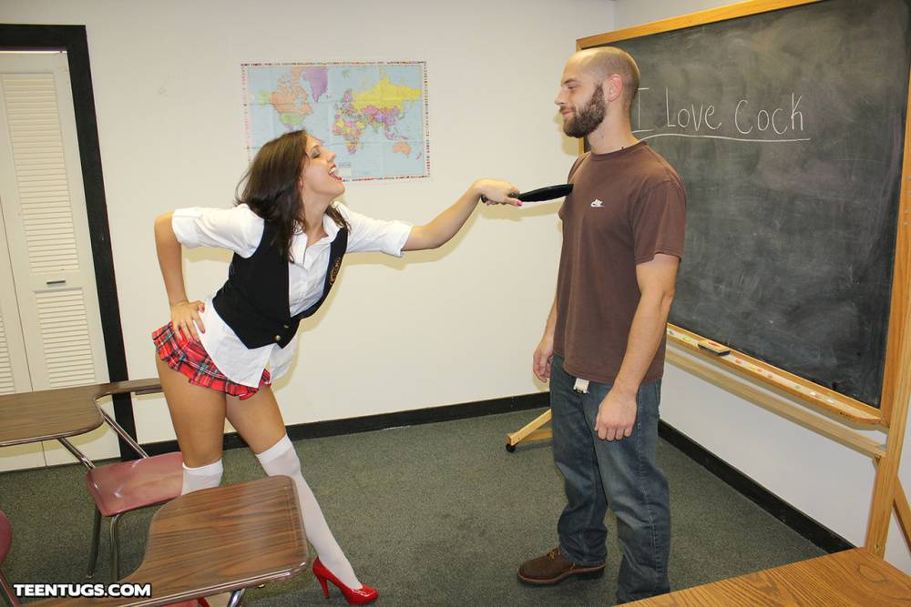 Naughty schoolgirl Cherry Poppins seduces a fellow student in slut wear - #11