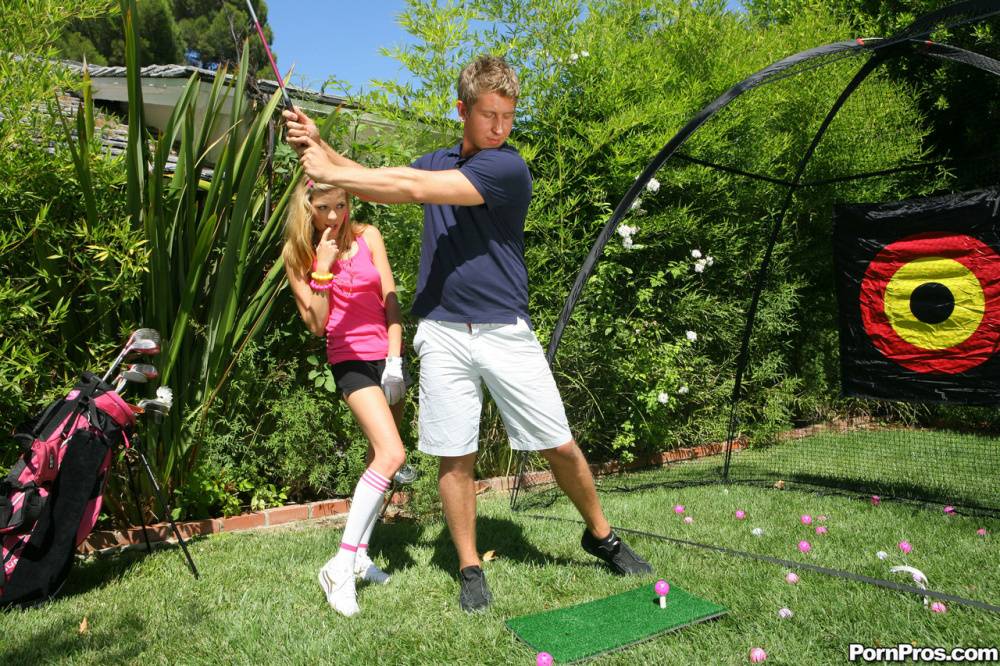 18 year old blonde girl Nicole Ray seduces her golf instructor - #2
