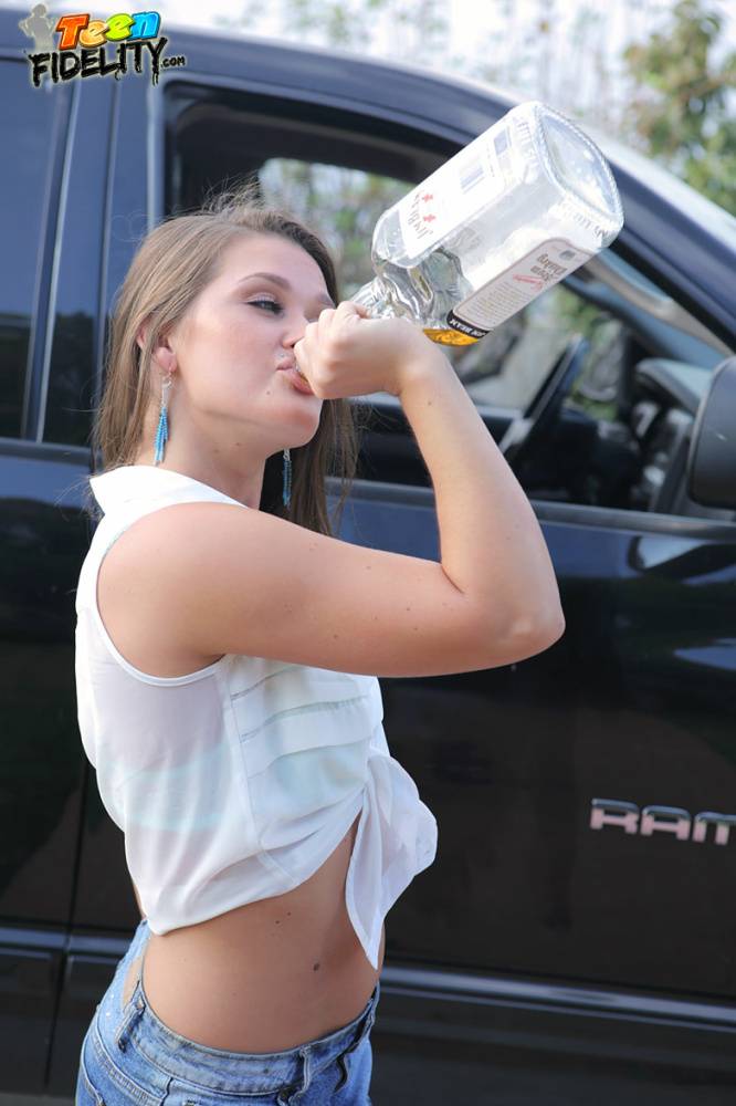 Teen slut Abby Cross empties a whiskey bottle before getting banged - #7