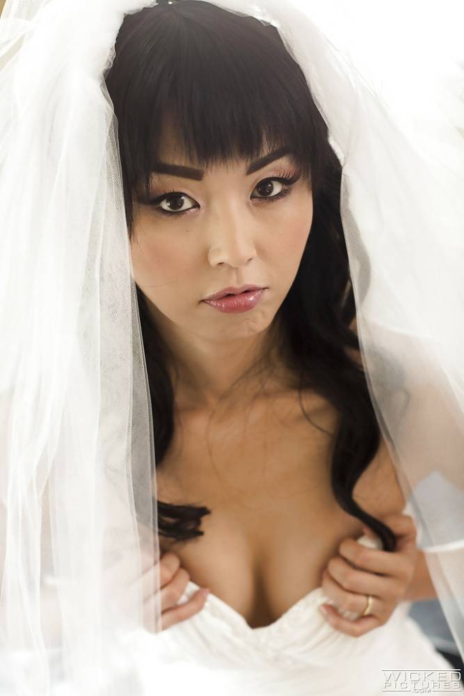 Hot Asian pornstar Marica Hase posing topless in wedding dress - #3