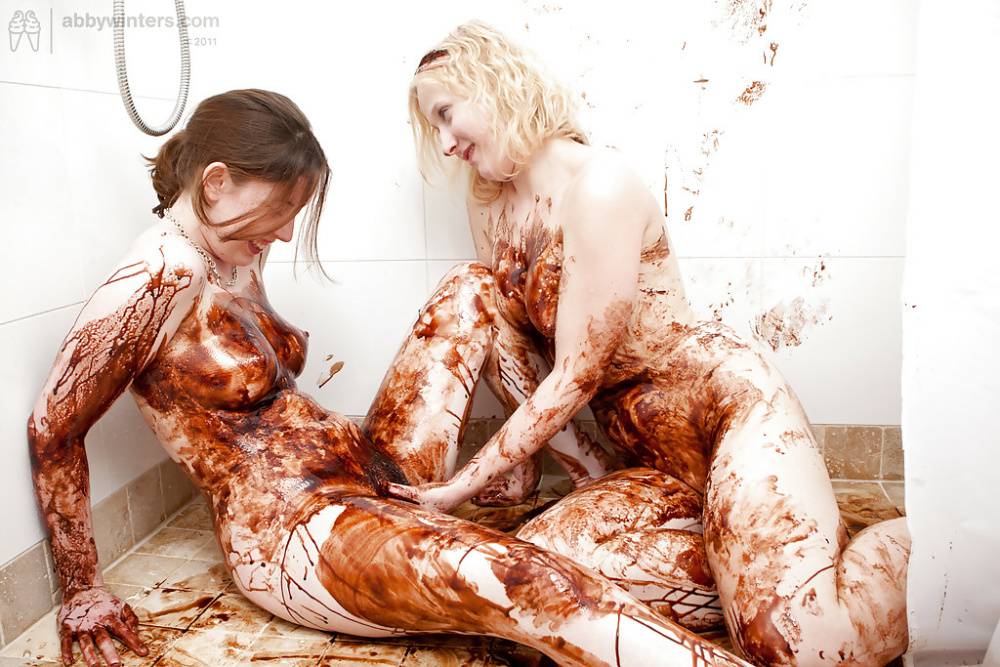 Wild food fetish sex in shower between lesbians Crystal S and Elsbeth - #14