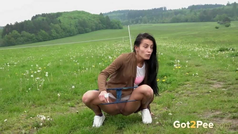 Solo girl Lexi Dona takes a piss in a field after being caught short taken - #13