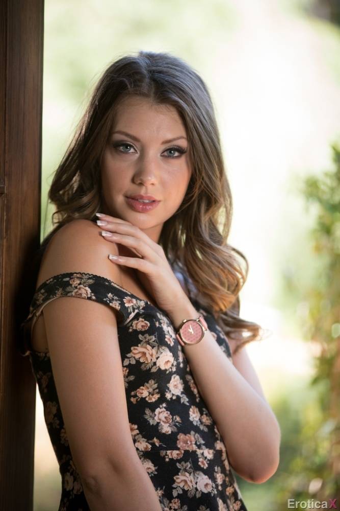 Beautiful solo model Elena Koshka shows her small tits outdoors - #7