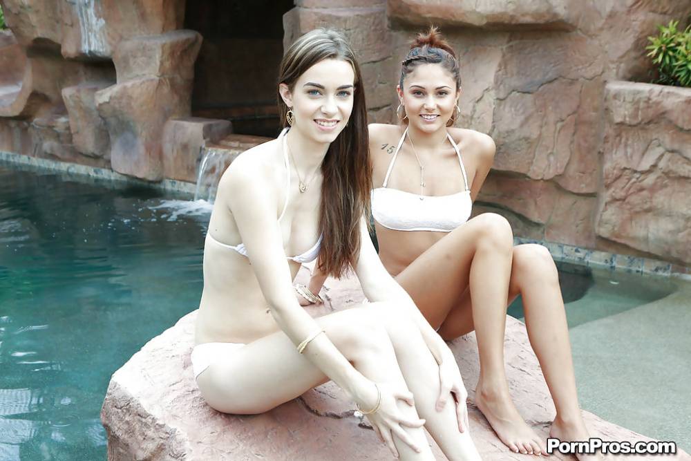 Outdoor posing at the pool features hot teens Tali Dova and Ariana marie - #16