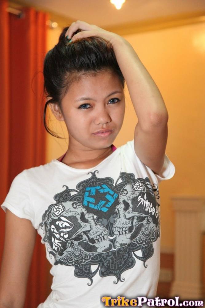 Petite Filipina teen Altea gets naked atop a bed for her sugar daddy - #9