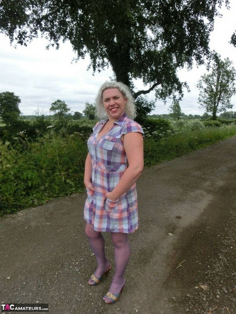 Older amateur Barby sets her curvy figure free in a rural setting - #4