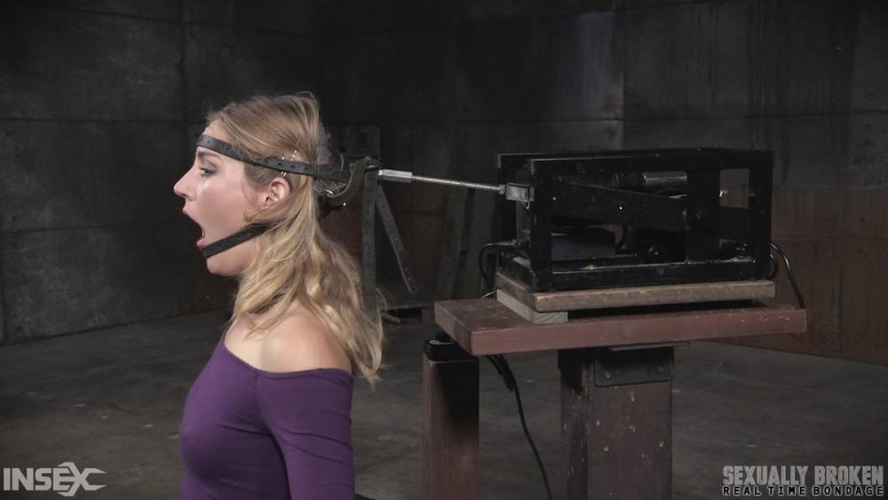 Restrained female Mona Wales is face fucked while impaled on a Sybian - #1
