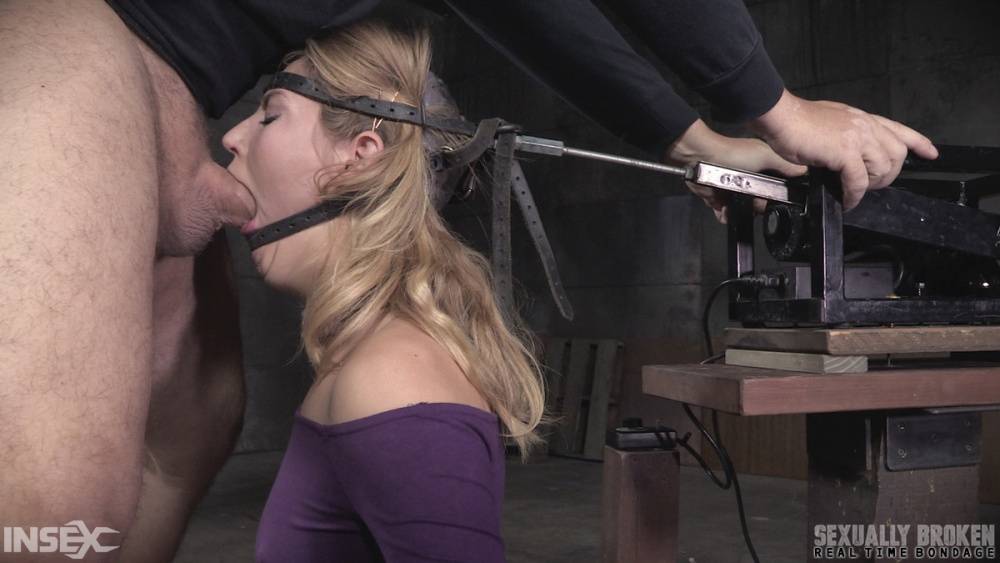 Restrained female Mona Wales is face fucked while impaled on a Sybian - #11