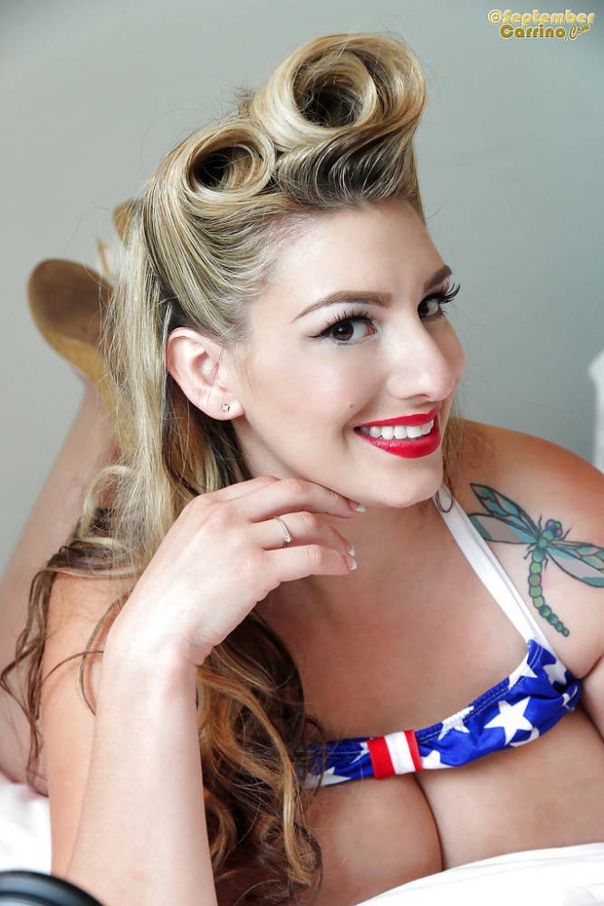 Amazing big-tit blonde with tattoos September Carrino poses hot - #14