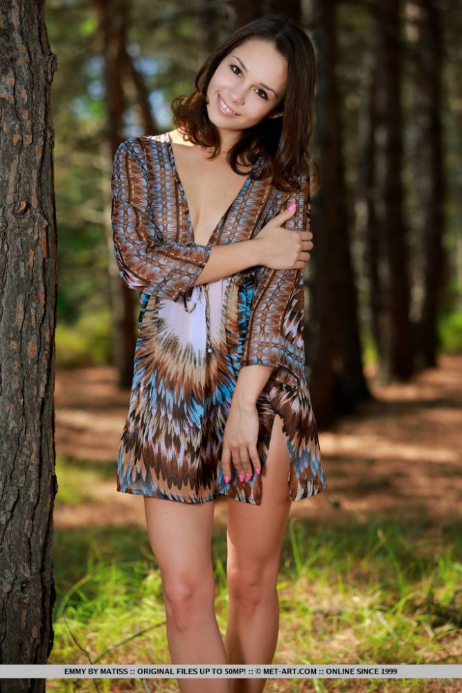 Sweet teen with an ass to die for disrobes for great nude poses in a forest - #1