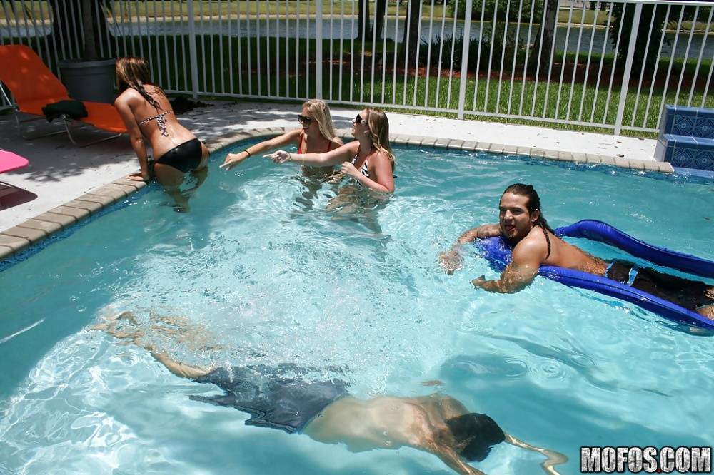 Frolic girls in bikini flashing their tits at the pool party - #8