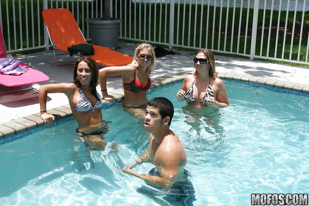Frolic girls in bikini flashing their tits at the pool party - #16