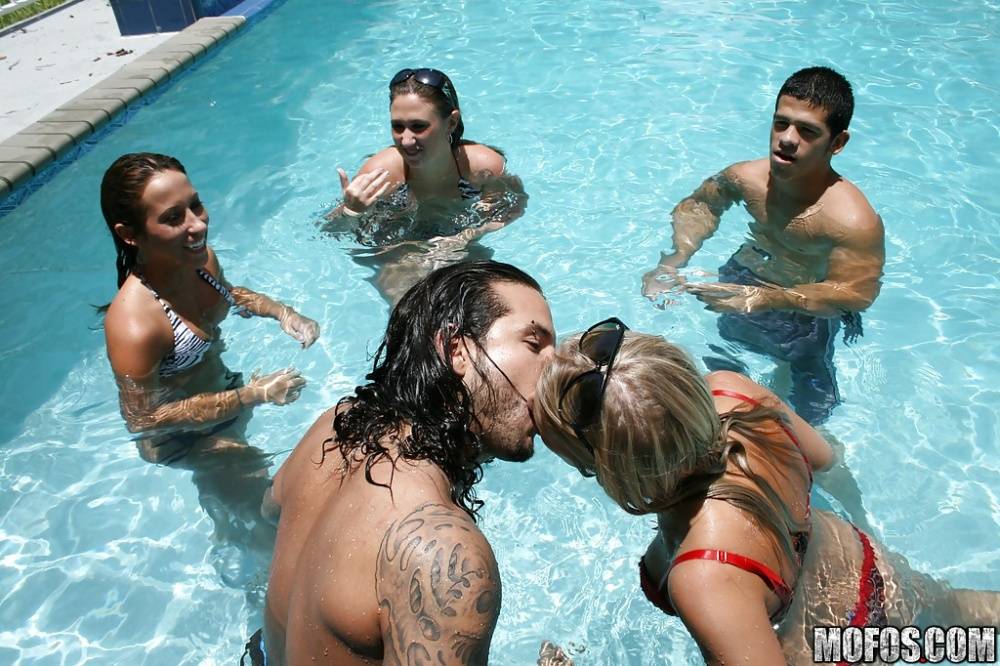Frolic girls in bikini flashing their tits at the pool party - #11