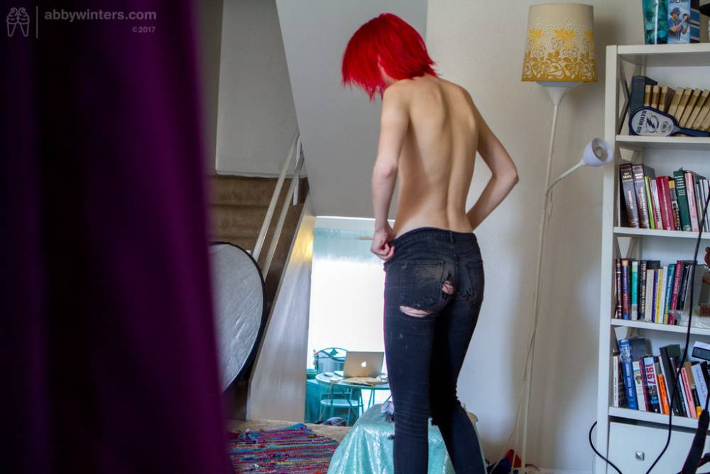 Nude amateur redhead Elizabeth M gets dressed while a hidden spy cam rolls - #16