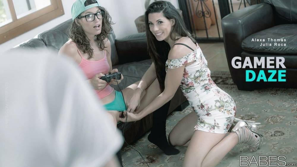 Nerdy gamer girl and Alexa Tomas engage in hot threesome sex - #13