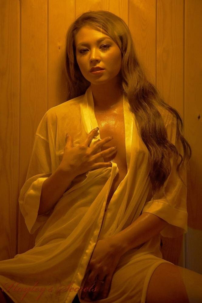 Solo female Natalia Forrest exposes her sweaty body while in a sauna - #11