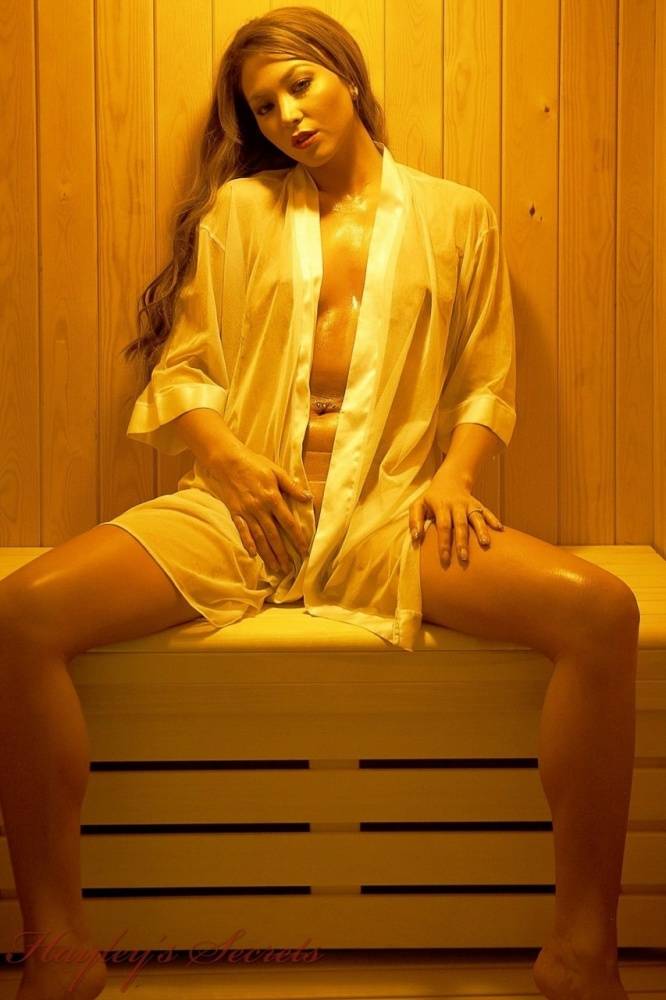 Solo female Natalia Forrest exposes her sweaty body while in a sauna - #4