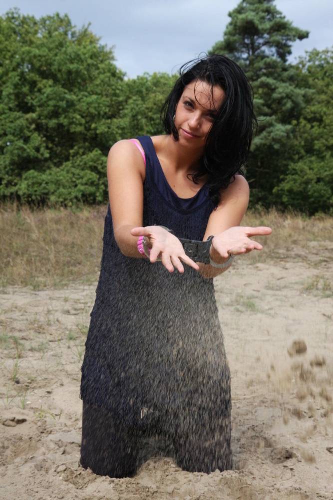 Brunette girl Nora is handcuffed to a tree while wearing a pink G-Shock watch - #10