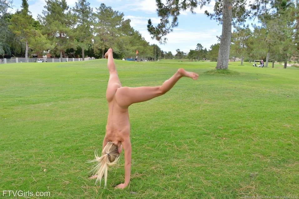 Sexy blonde teen unleashes her exhibitionist side by going naked in a park - #9
