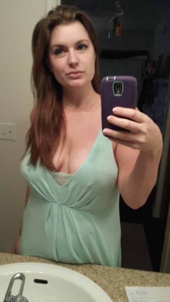 Plump amateur Danielle takes topless and clothed selfies around the house - #10