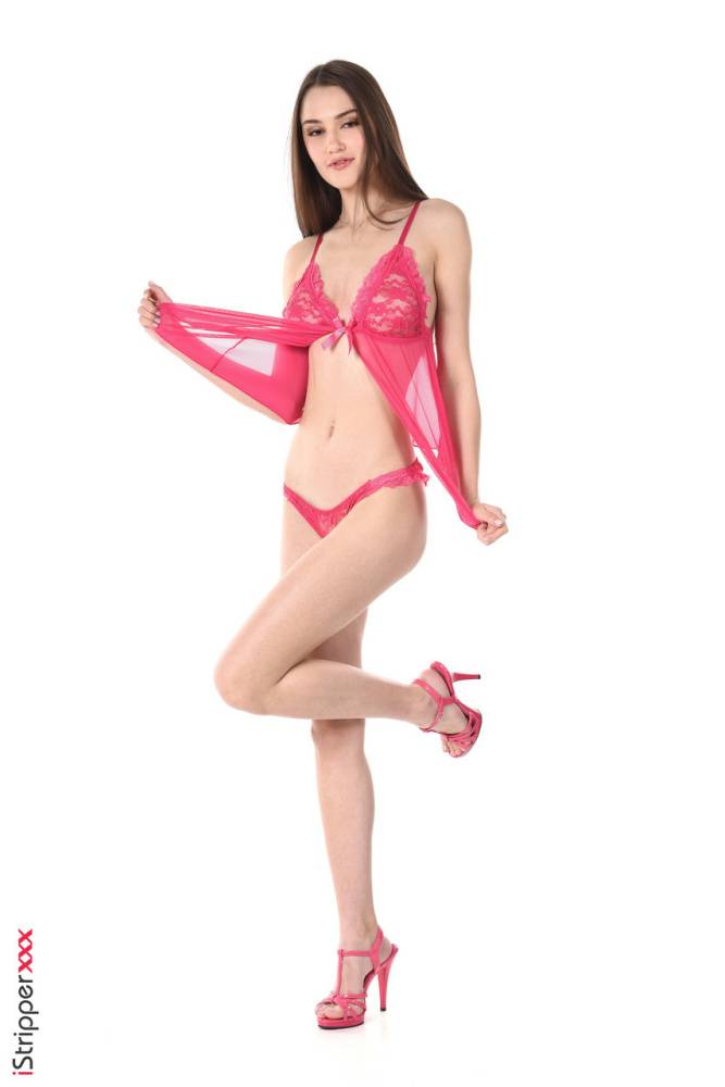 Long legged beauty Sonya Blaze doffs pink lingerie before toying her pussy - #11