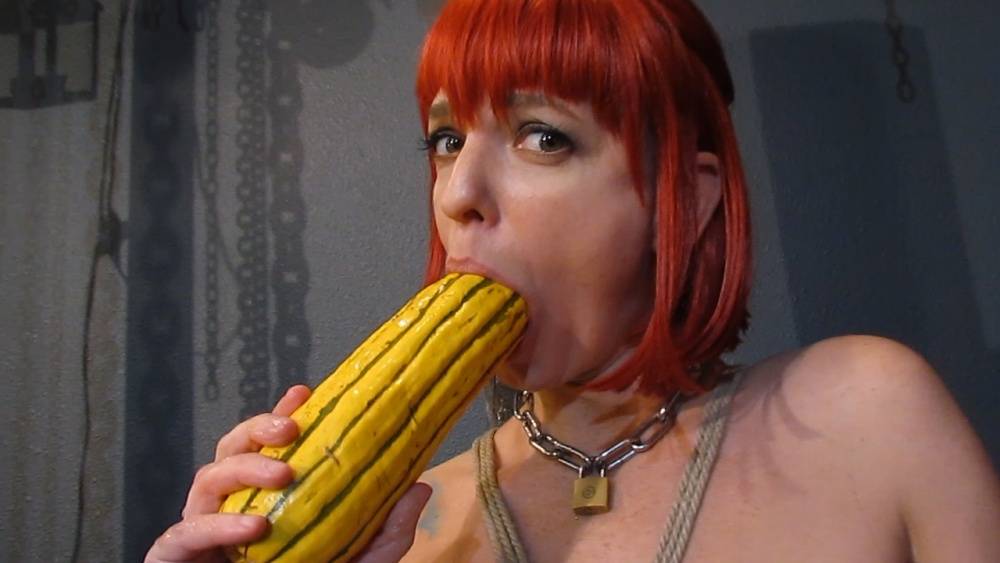 Kinky pierced BDSM slut Abigail Dupree pisses in carafe & toys ass with gourd - #14