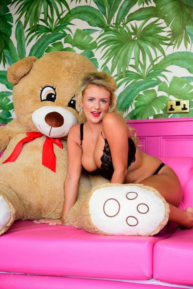 British teen Lycia Sharyl uncovers her great tits next to a stuffed animal - #2