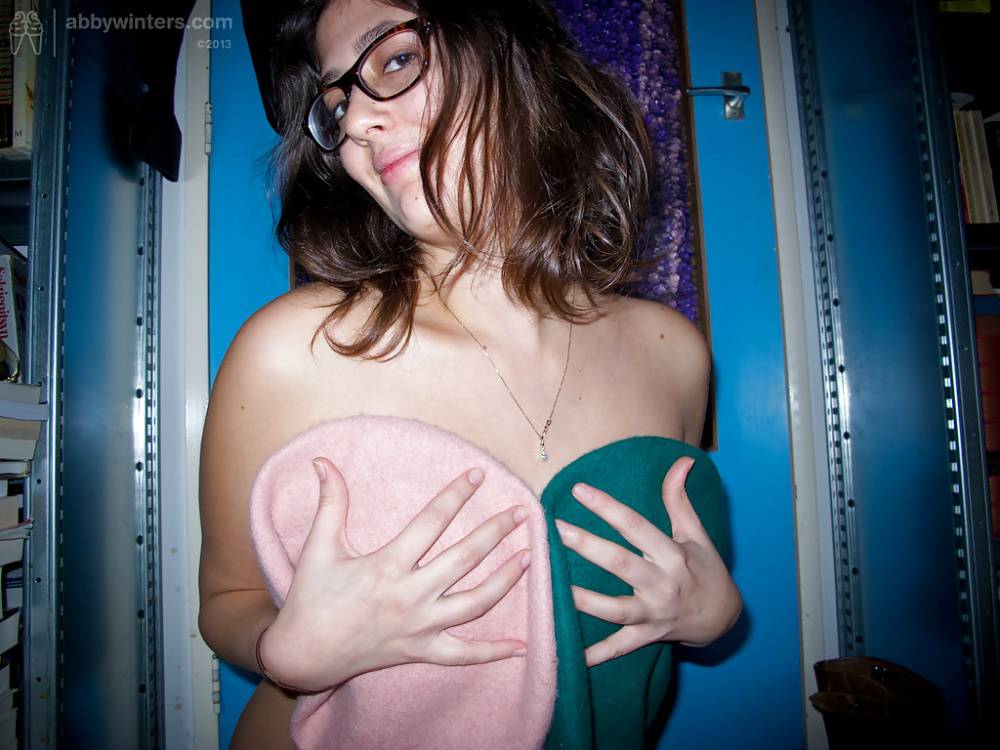 Young fatty Ariel D poses in glasses while flashing large natural tits - #6