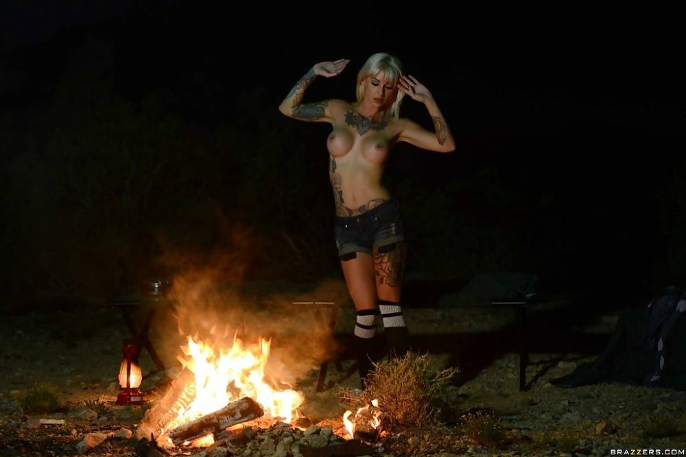 Outdoor posing of a big tits babe in shorts and socks Kleio Valentien - #4
