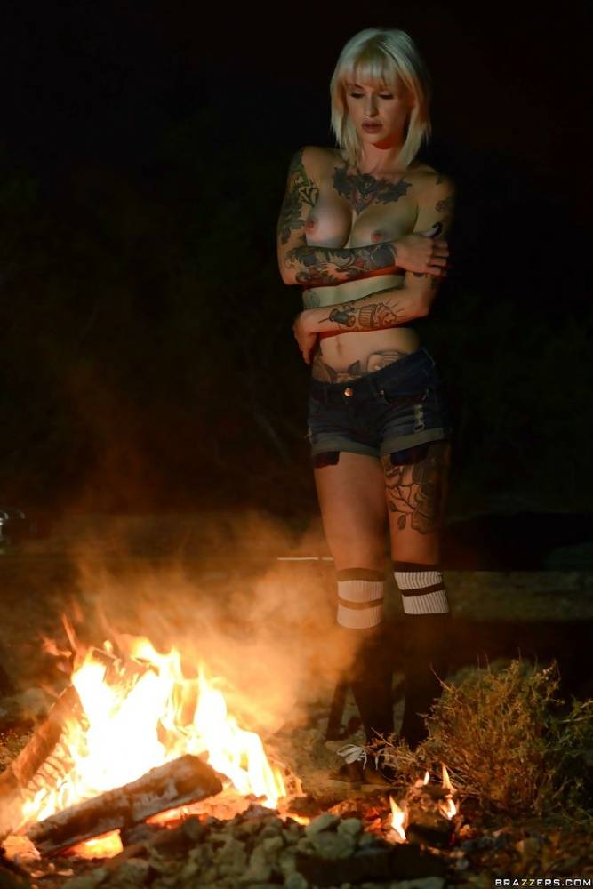 Outdoor posing of a big tits babe in shorts and socks Kleio Valentien - #11