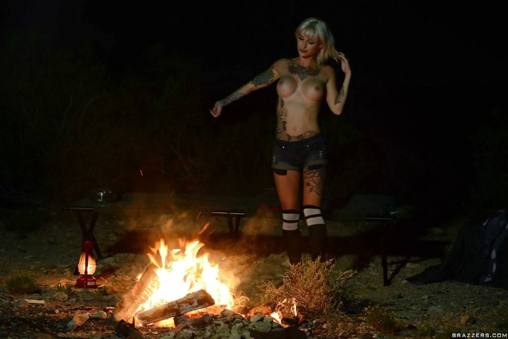 Outdoor posing of a big tits babe in shorts and socks Kleio Valentien - #10