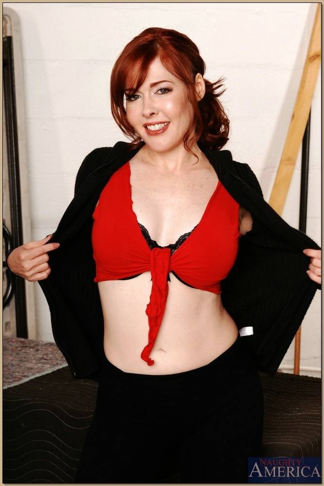 Redheaded MILF Mae Victoria demonstrates shapely tits and hairy pussy - #15