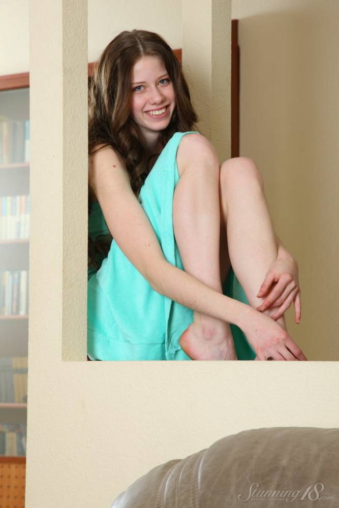 Long legged 18 year old Nicole works free of a dress for confident nude poses - #3