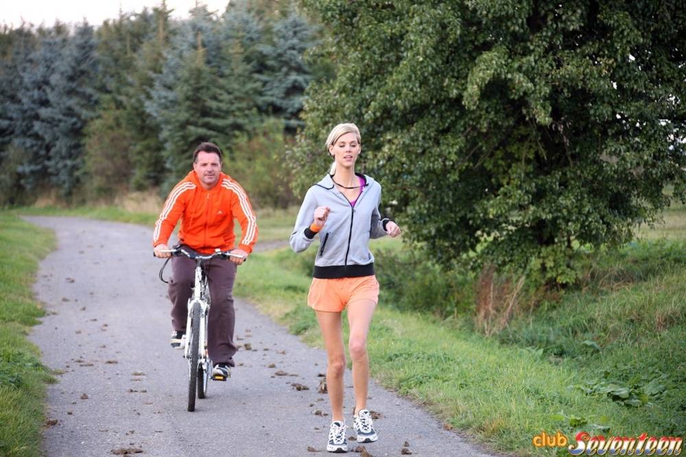 Blonde jogger gives up her virgin pussy to a passing cyclist - #6