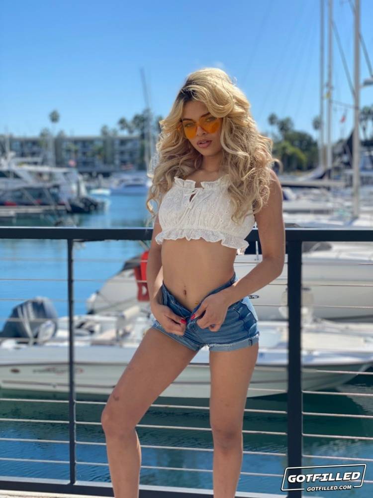 Latina teen Destiny Cruz models a bikini prior to salad tossing sex - #13