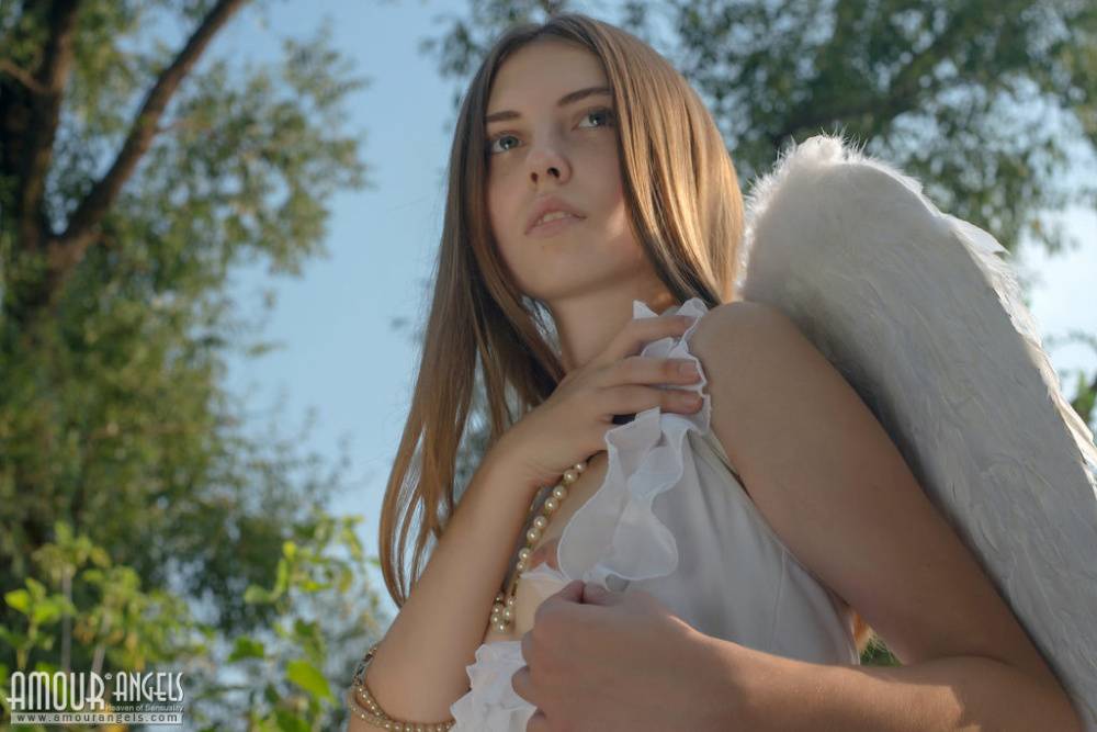 Angelic teen Catalina spreads her pink pussy on a wall in the country - #7
