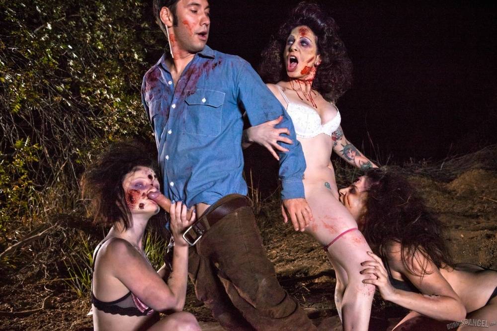 Female zombies strips a man and suck off his penis in the dark of the night - #12
