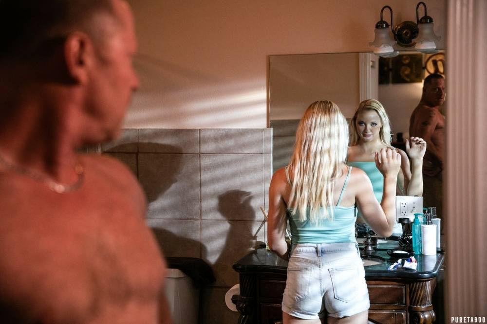 Upset blonde teen is consoled before a threesome with her her godparents - #15