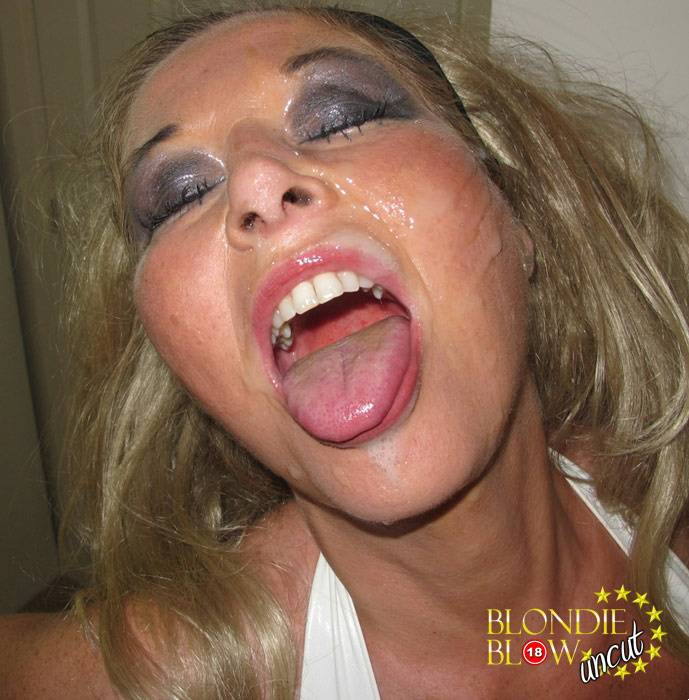 Blonde slut Blondie Blow gets her pretty face plastered with sperm - #7