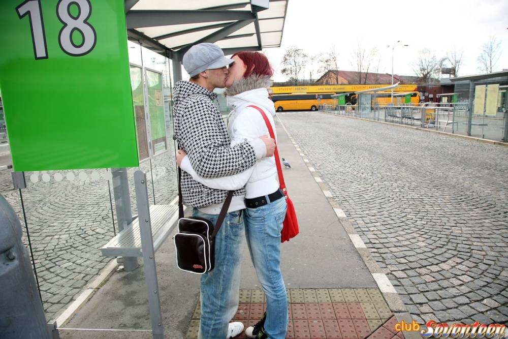 Young redhead kisses a boy she just met before going home to ride his cock - #1