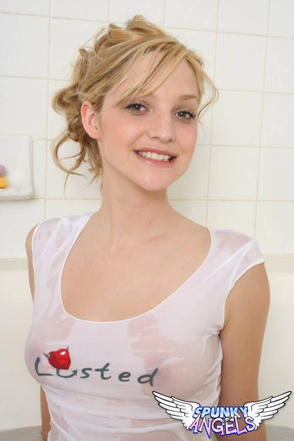 Nice teen girl shows off her thong adorned butt in a wet T-shirt - #9