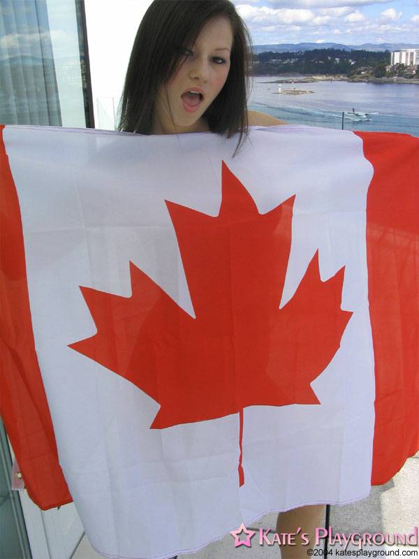 Teen amateur Kate wraps her naked body up in a Canadian flag - #2