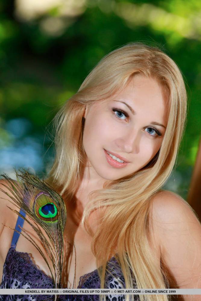 Blonde Russian teen Kendell wears a smile on pretty face while getting naked - #4