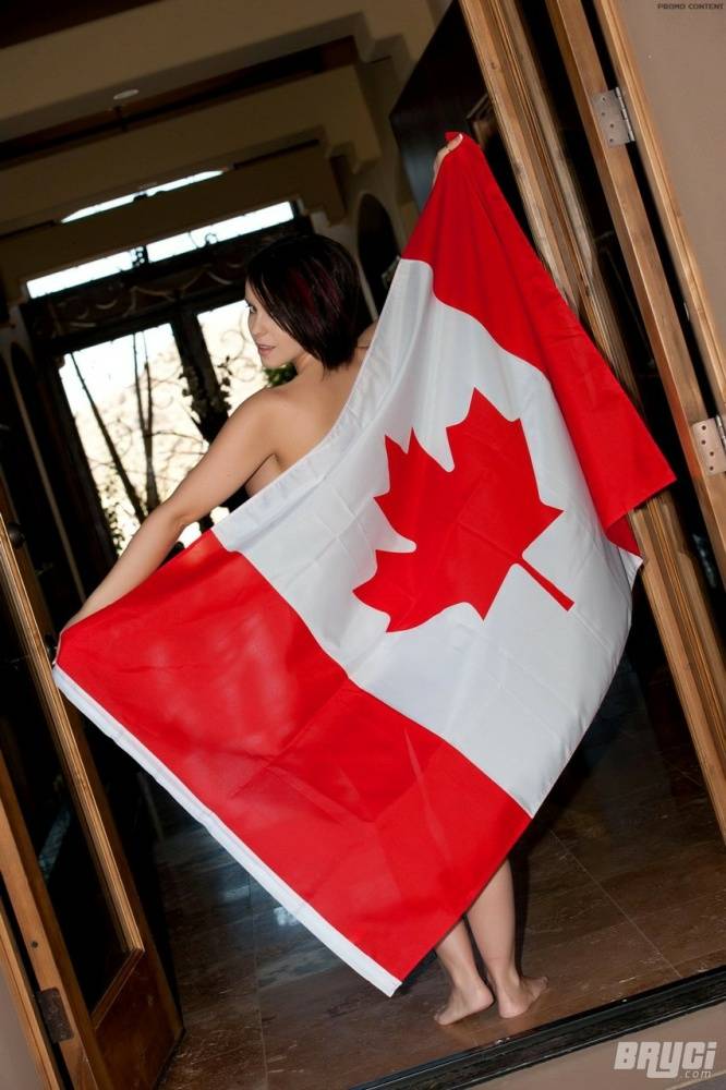 Beautiful girl Bryci wraps her naked body in a Canadian flag - #10