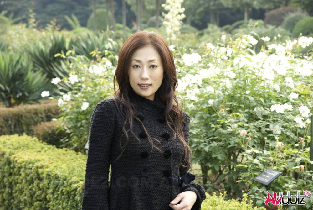 Fully clothed Japanese teen models in the park in black clothes and stockings - #9