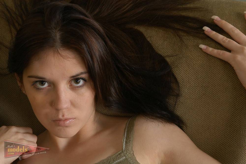 Teen amateur Siena piles up her hair before finger spreading her pierced twat - #6