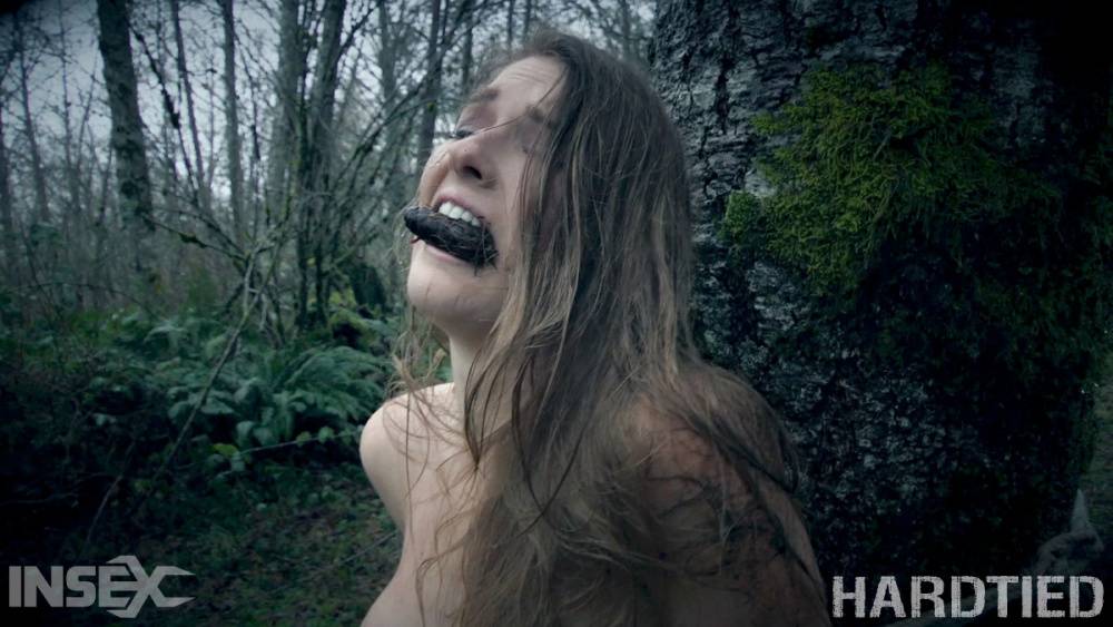 White girl Ashley Lane endures humiliating bondage session in the woods - #2
