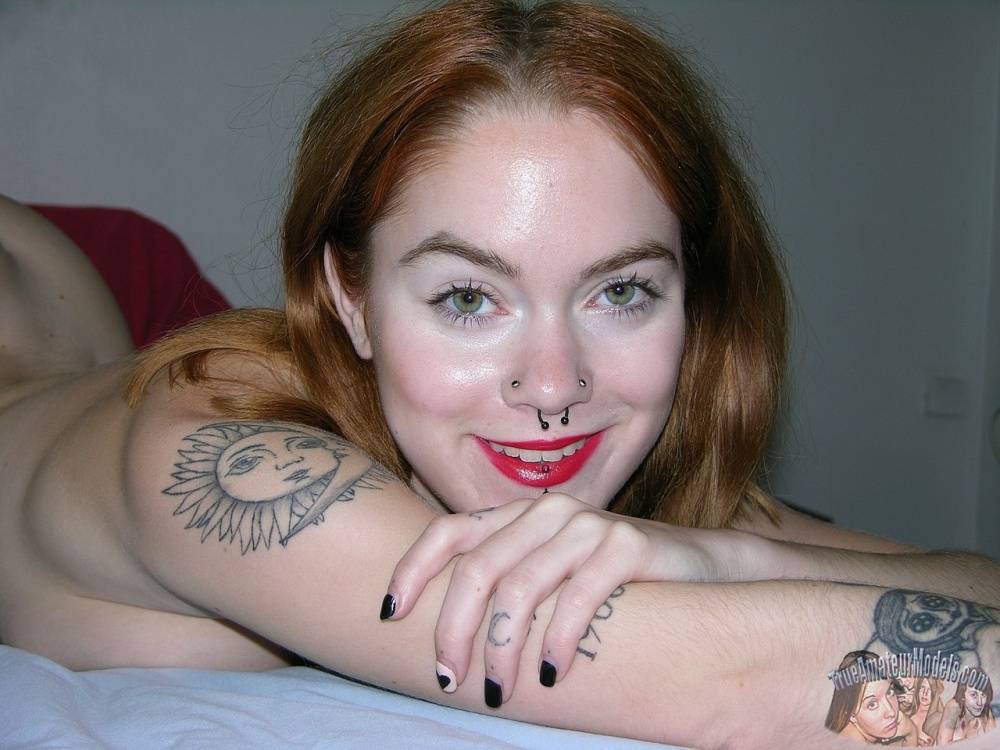 Tattooed redhead Sage F waves after posing nude for the first time - #12