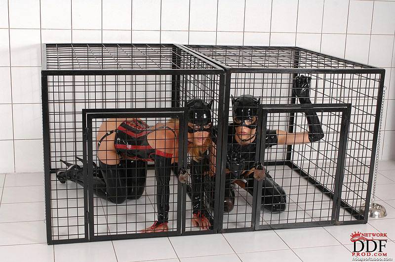 Sexy slaves Kathia Nobili & Liz in slick latex uncaged for fetish threesome - #10