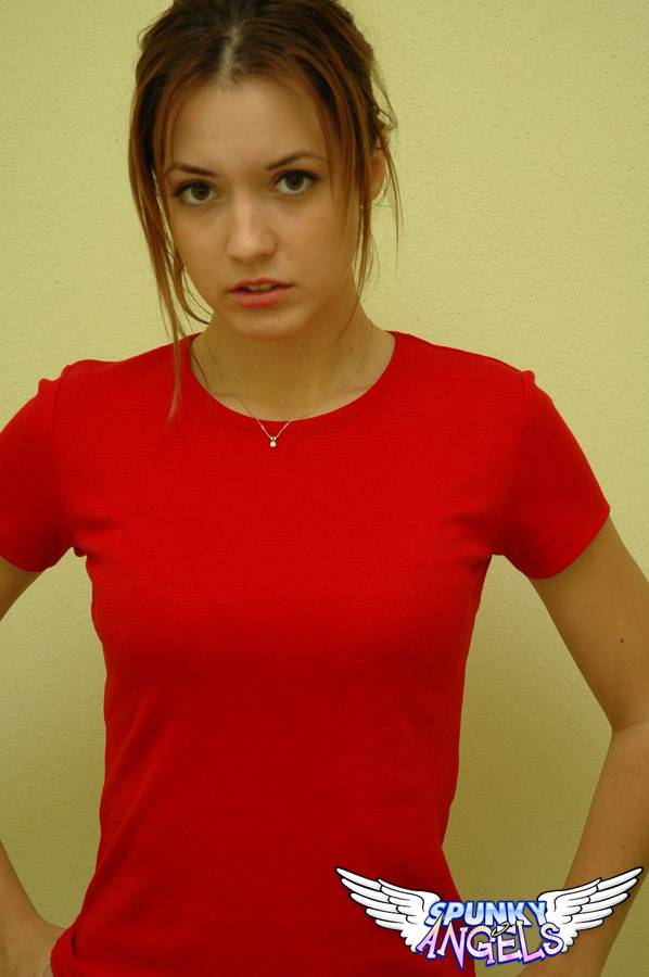 Nice teen girl models non nude in a red shirt and cute panties - #10